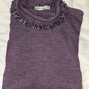 Karen Scott Textured Purple Cowl Neck Sweater